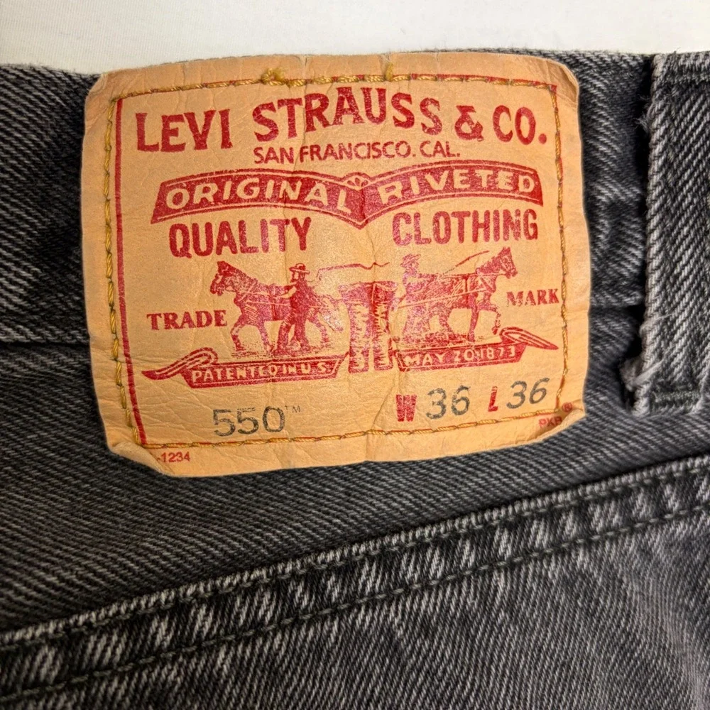 Levis 550 Relaxed Fit‎ Jeans Mens 36x36 Faded Black Denim 100% Cotton Grunge Y2K